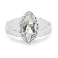 Plated Rhodium 1.55ct Green Amethyst and White Top