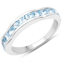Plated Rhodium2.25ctw Blue Topaz Ring