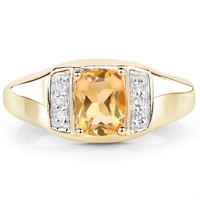 Plated 14KT Yellow Gold 1.30ct Citrine and White T