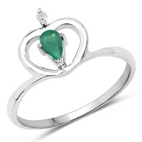 Rhodium Plated Emerald Ring