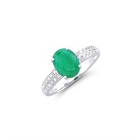 14KT White Gold 1.55ct Emerald and Diamond Ring