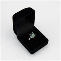 Lab Created 4.35 Ct Emerald Green Moissanite Ring
