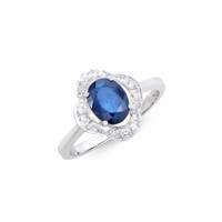 14KT White Gold 1.50ct Blue Sapphire and Diamond R