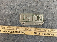 Old License Tonage Decal 1.5 Tons