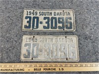1949 SD License Plates Matched Pair