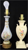2pc Floral Table Top Lamps