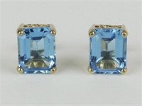 6.00 Ct Emerald Cut Swiss Blue Topaz Earrings