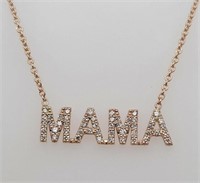 .25 Ct "MAMA" Diamond Necklace 14 Kt