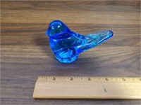 Ron Ray Blue Glass Bird Paper Weight Decor