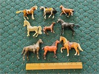 Lot of Small Metal and Plastic Toy Horses