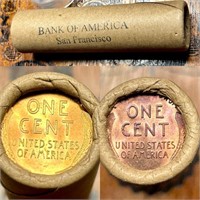 T24 Vintage Bank of America SF Wheat Penny Roll