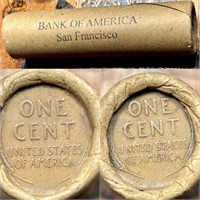 T17 Vintage Bank of America SF Wheat Penny Roll
