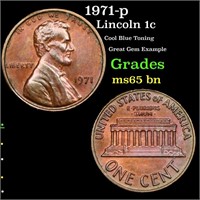 1971-p Lincoln Cent 1c Grades GEM Unc BN