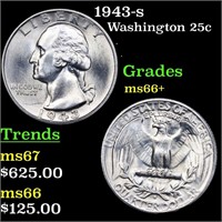 1943-s Washington Quarter 25c Grades GEM++ Unc