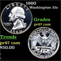 Proof 1960 Washington Quarter 25c Grades GEM++ Pro