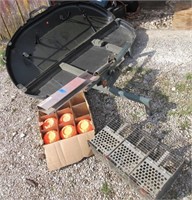 Clay pigeon thrower, bow case, small pet cage