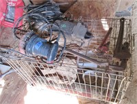 Pet cage, sander, pipe wrenches, starter