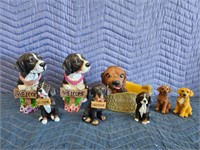 13 various resin dog figurines