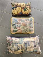 3 assorted decorative throw pillows