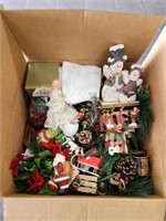 Large box assorted Christmas decorations and