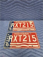 2 vintage Spirit of 76 Michigan license plates