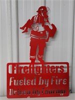 Firefighter silhouette metal 18"h 14"w