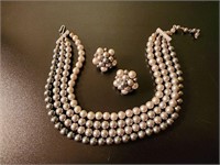 Ombre Graduated Pearl Necklace, Earrings,