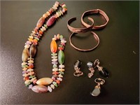 Copper Cuff Bracelets, Beads & Earrings