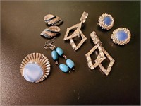 Rhinestone Drop Earrings, Vintage Costume Jewelry