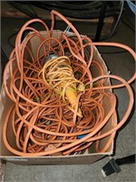 Box of Extension Cords and Trouble Light