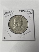 1962-D Franklin half F grade