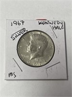 1967 silver Kennedy half MS grade