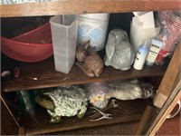 Contents of pool shed lower cabinets