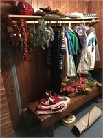 Collection of clothes, holiday Decour and a 5