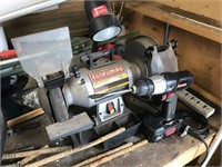 Craftsman bench grinder, motor and drill with