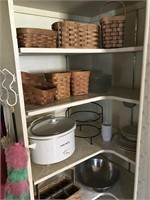 Contents of closet includes Longaberger baskets,