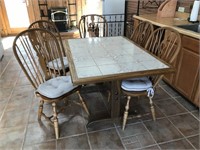 Oak dinette with tile top table