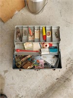 Vintage metal tacklebox with lures and more
