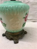 Blown out Victorian Lamp with metal base