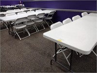 Two 8' Folding Tables & 16 White Folding Chairs