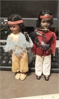 TWO 7" TALL NATIVE AMERICAN DOLLS