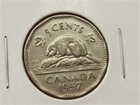 1957 Canada 5 Cent Coin VG-08 Elizabeth II
