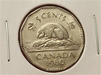 1960 Canada 5 Cent Coin F-12 Elizabeth II