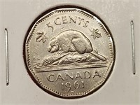 1961 Canada 5 Cent Coin VG-08 Elizabeth II