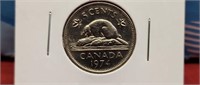 1974 Canada 5 Cent Coin Queen Elizabeth II. Au -50