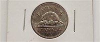 1981 Canada 5 Cent Coin Queen Elizabeth II. Au -50