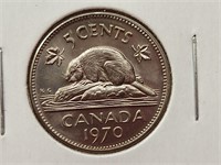 1970 Canada 5 Cent Coin MS-60 Elizabeth II