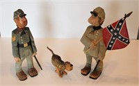 Johnny Reb Roland Hand Carved Soldiers & Dog 11"T
