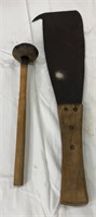 Vintage Cane Knife & Knapping Hammer