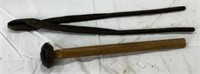 Vintage Blacksmith Tongs & Knapping Hammer